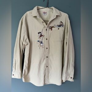 Vintage 90s Disney corduroy embroidered shirt Large